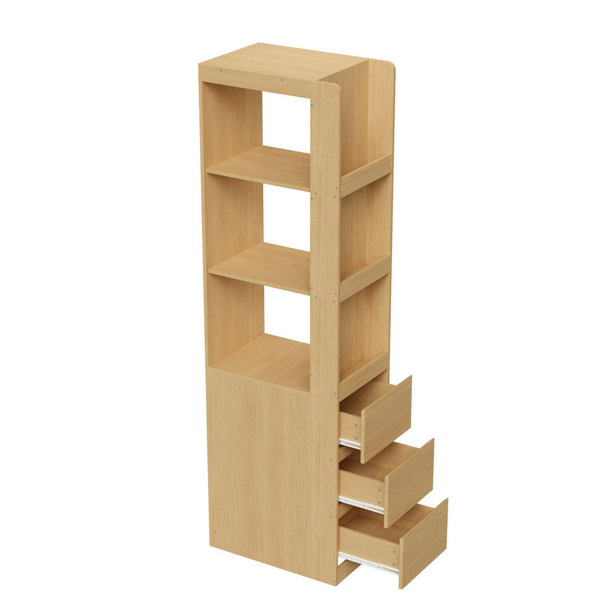 ORGANIZÉRY do kuchynských skriniek z drevotriesky, 60/40/200 cm dub, s 3 otvorenými priehradkami a 3 zásuvkami - farba duba, kompozitné drevo (60/200/40cm) - BEAOK