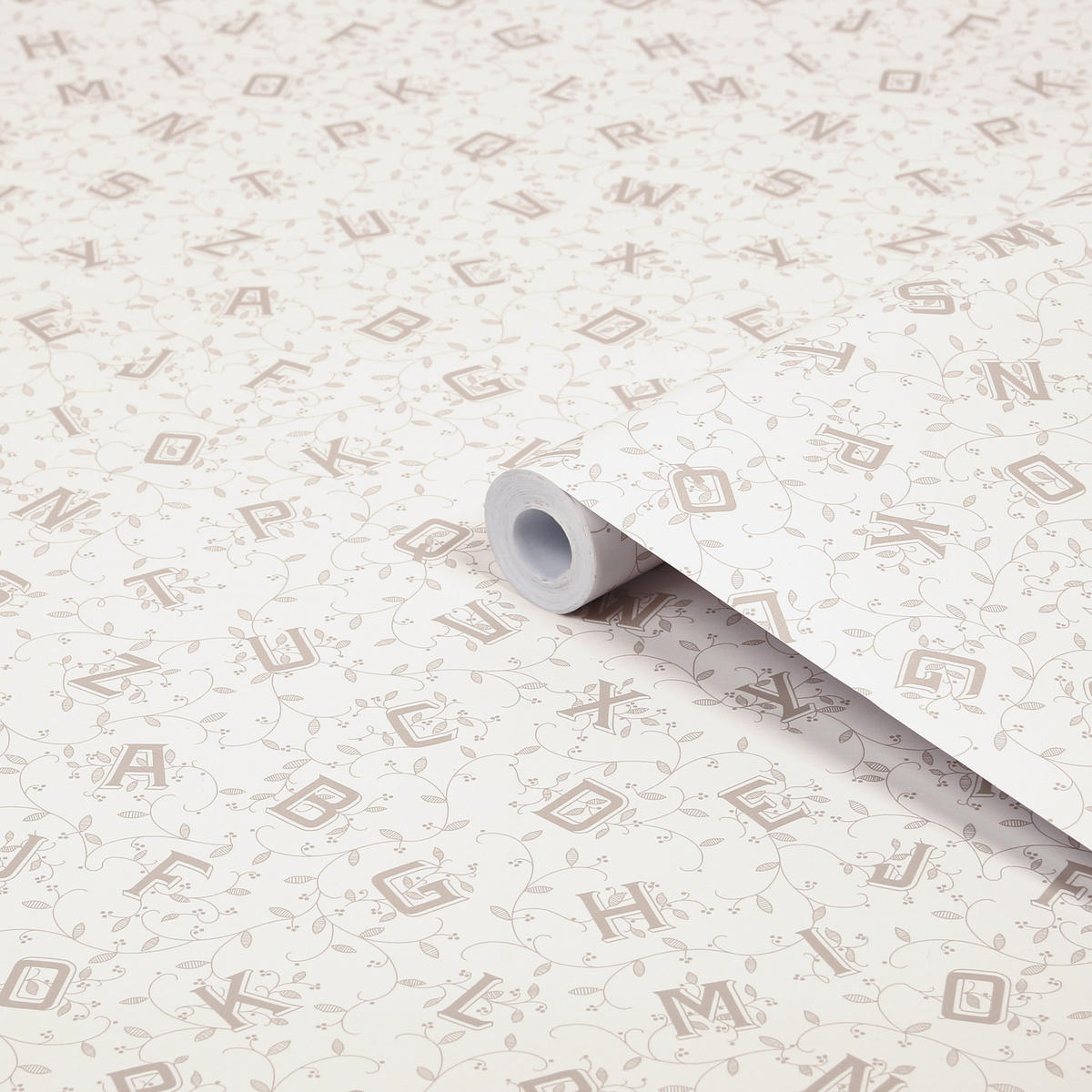 VLIESTAPETE Alphabet Taubengrau | Beige Grau | Buchstaben | 10mx52cm - Grau, Papier/Kunststoff (52/1000cm) - Graham & Brown