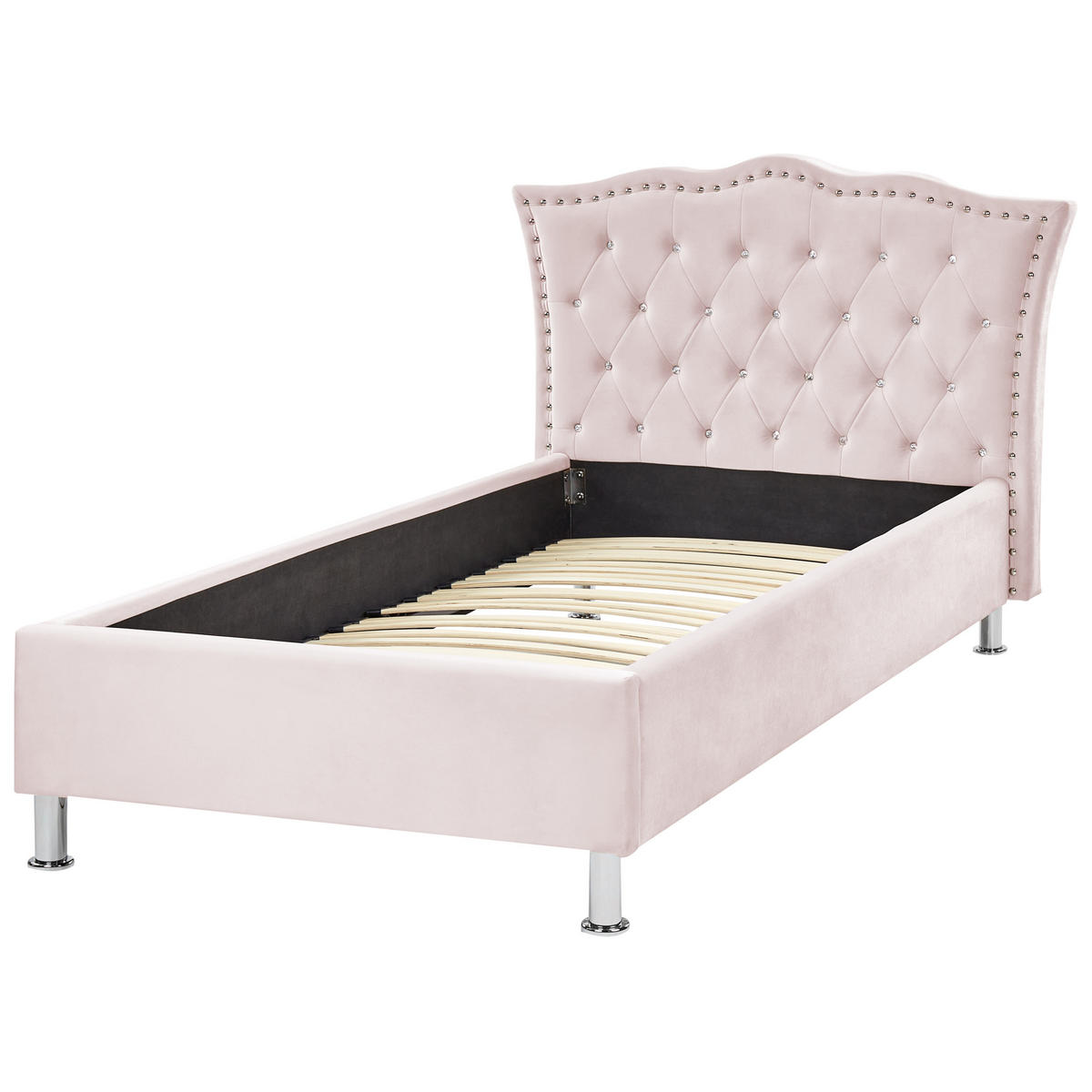 BETT 90/200cm Pastellrosa Metz - Pink, Textil (90/200cm) - Beliani