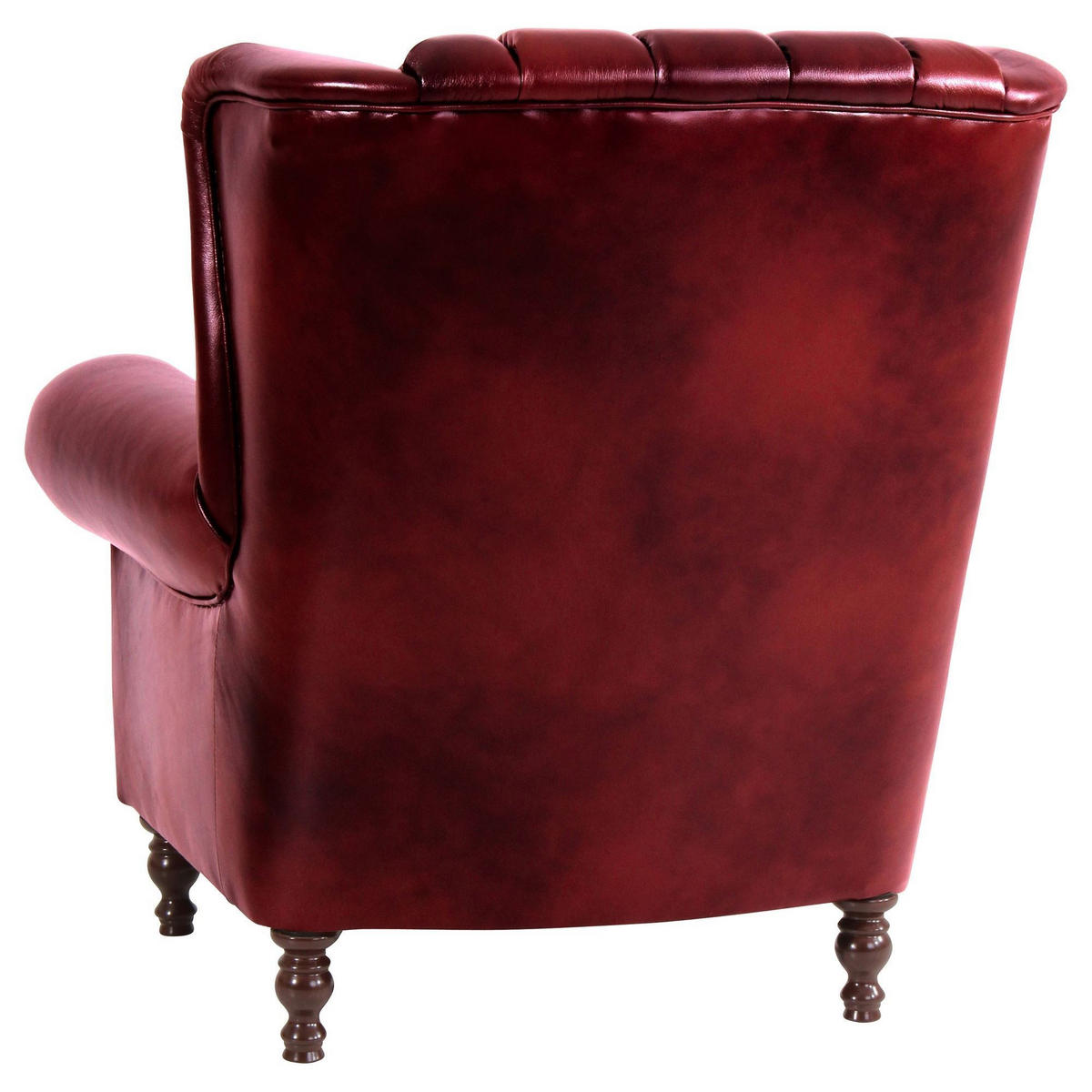 OHRENBACKENSESSEL Katreen Bezug Wischleder Buche nussbaum dunkel / rot - Rot, Kunststoff (91/101/90cm) - 58aufmkessel
