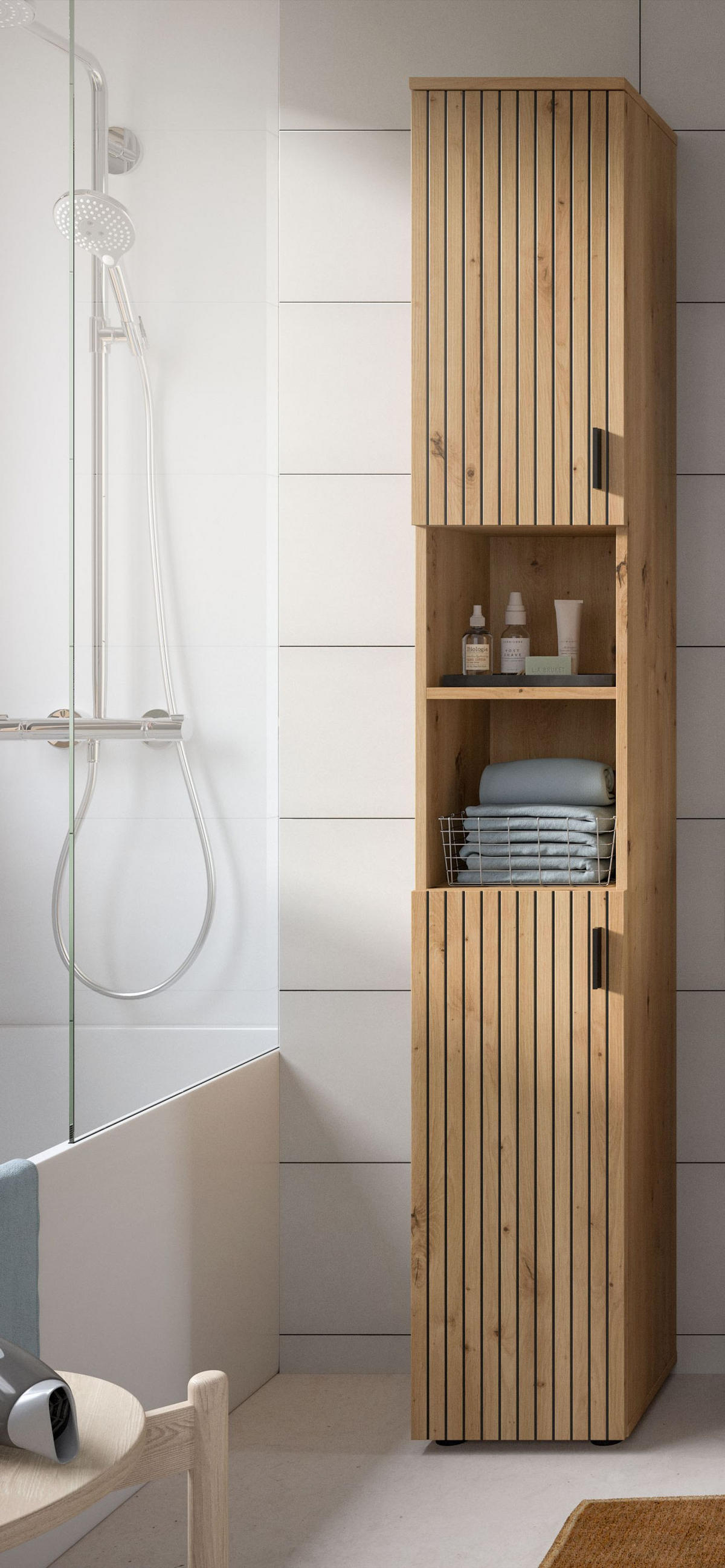 BADSCHRANK Mira (B/H/T: ca. 30/192/30 cm) in Artisan Oak Nachbildung/Artisan Oak Nachbildung - Eiche Artisan, Holzwerkstoff (30/192/30cm)