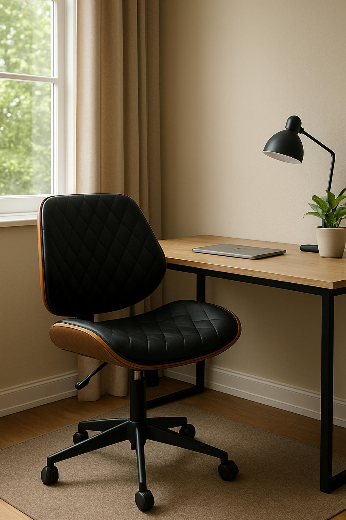 BÜROSTUHL Kryos Kunstleder walnuss/schwarz - Schwarz, Metall (54.5/92/53cm) - TPFLiving