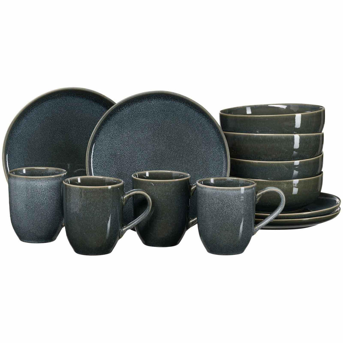FRÜHSTÜCKSSET Eda grau 12er Set - Grau, Keramik (30/34/34cm) - Ritzenhoff Breker