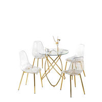 ESSGRUPPE DE-39336 5-teilig, mit 4 Samtstühlen Gold - Goldfarben, Metall (80/75/80cm) - ComfortXL