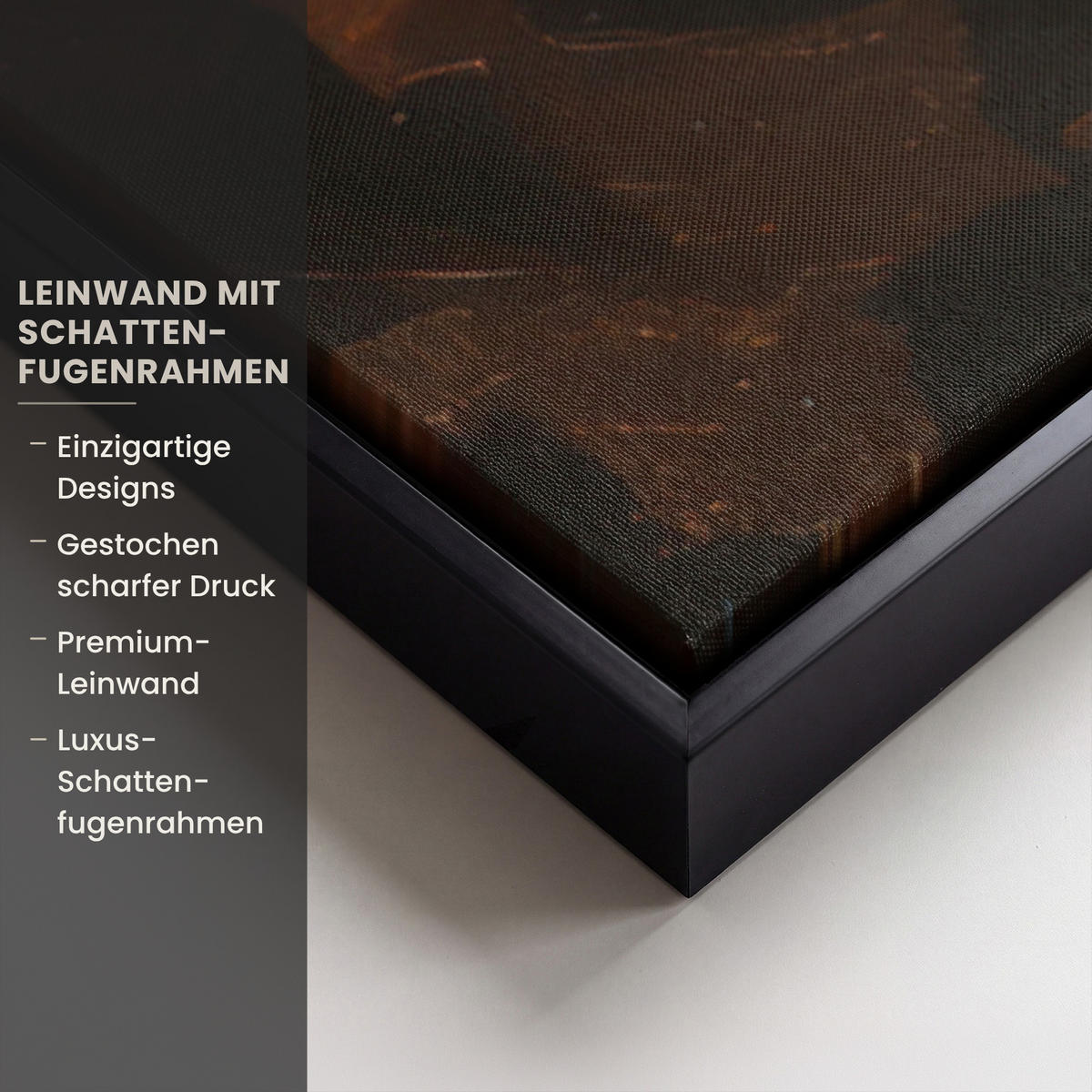 LEINWAND Bilder mit Rahmen - Gesicht - Dame - Blätter - Pinselstriche - 90x140 - Goldfarben, Textil (90/140cm) - MuchoWow