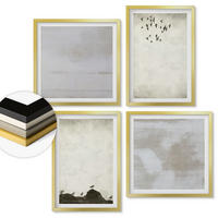 WANDBILDER 4er Set - 50x50 cm & 40x60 cm Goldrahmen - Textur eines Vogelschwarms - Goldfarben, Kunststoff (50/50cm) - ArtPrintCave