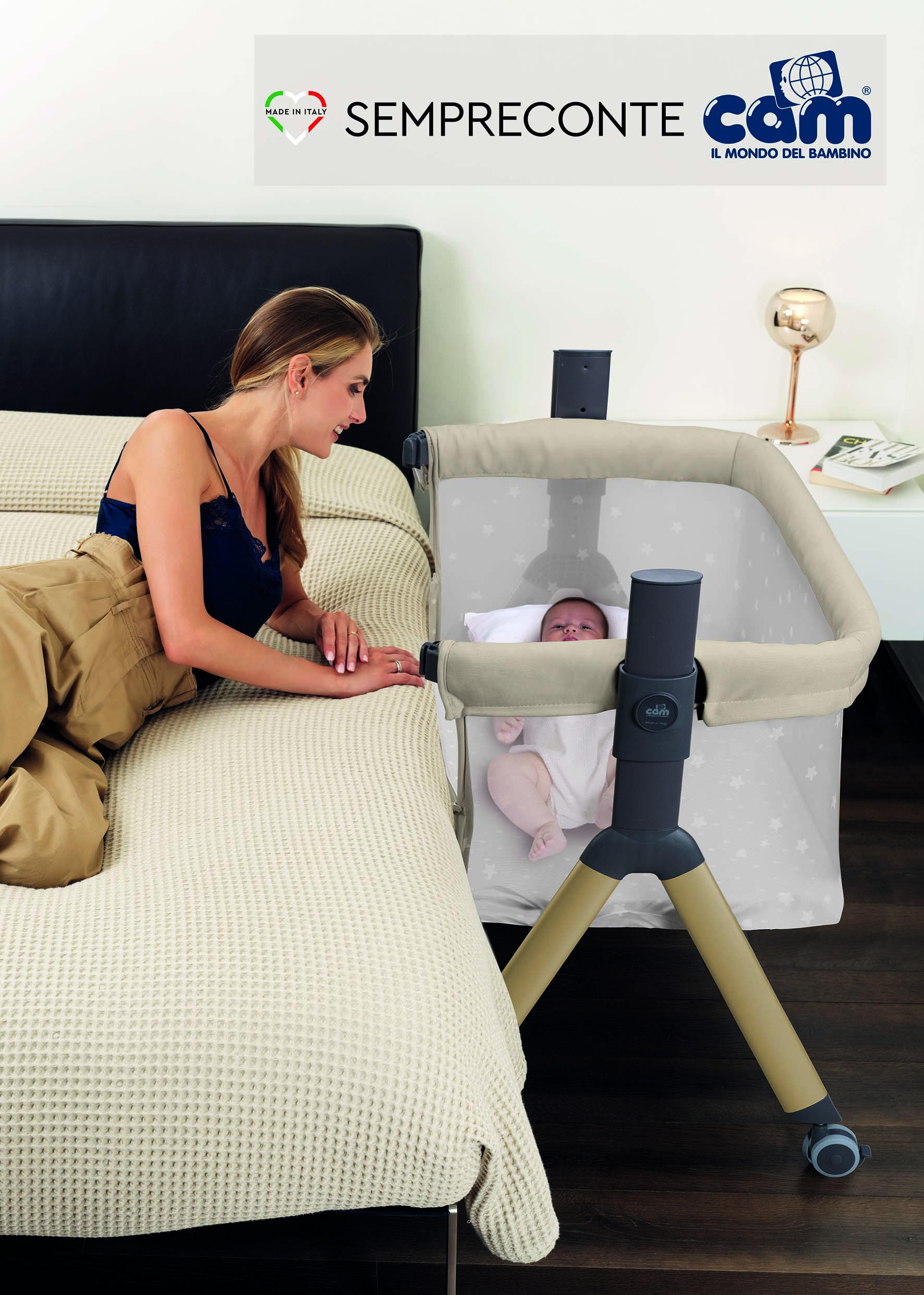 Thumbnail - Cam il Mondo del Bambino S.p.A. Beistellbett, Braun, Textil, 60x17x110 cm, Babymöbel, Babybetten, Beistellbetten