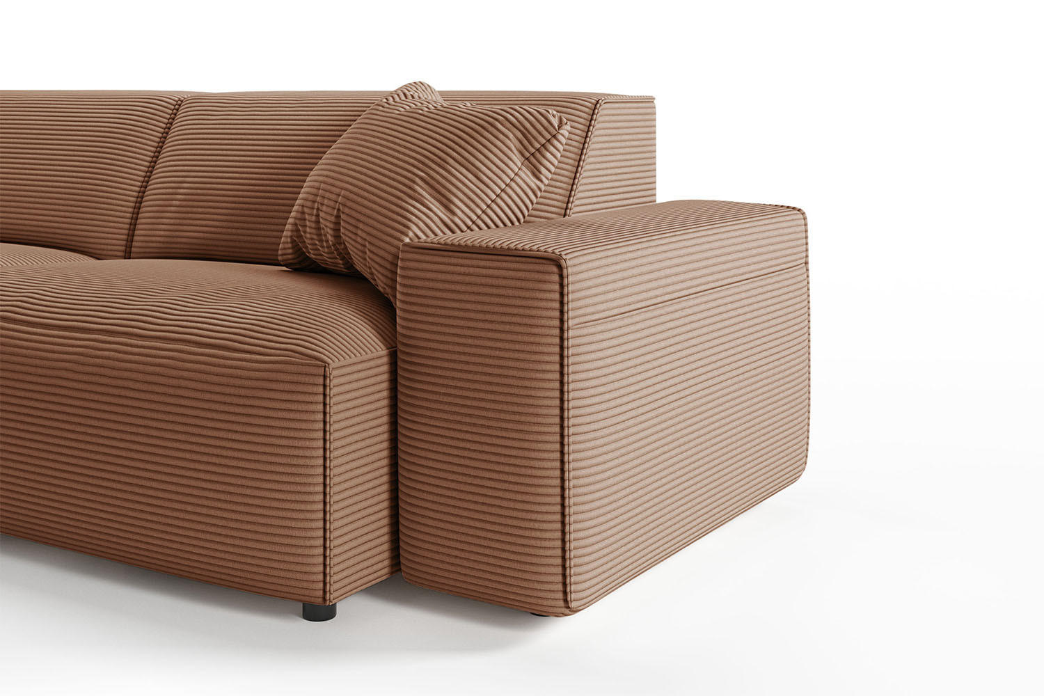 ECKSOFA RANI Braun Cord - Dunkelbraun/Schwarz, Kunststoff/Textil (299/189cm) - KAWOLA
