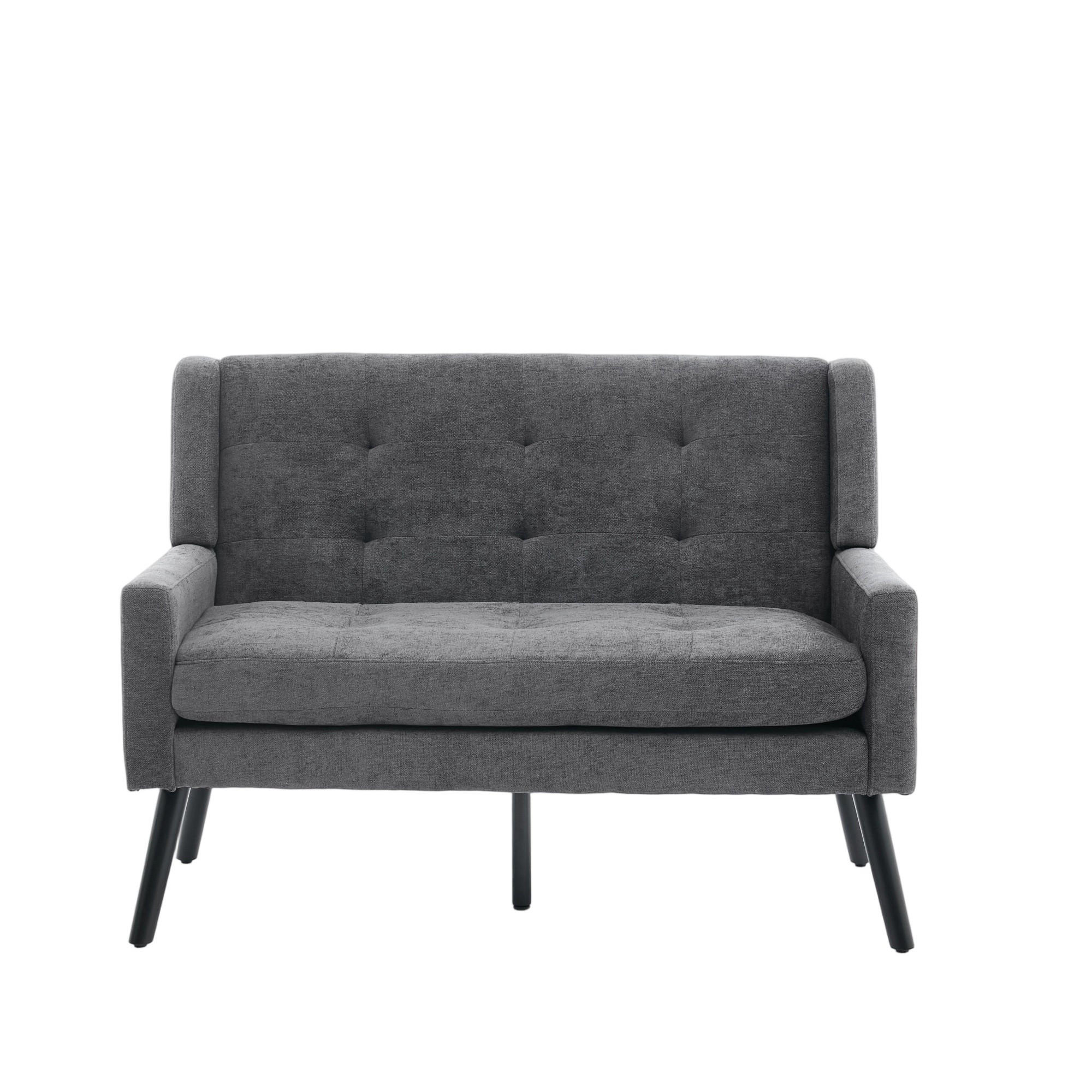 2-SITZER-SOFA Massivholz,dicke Schaumfüllung,Leinenstoff,Dunkelgrau - Dunkelgrau, Textil (119/88/75cm) - LVHOM