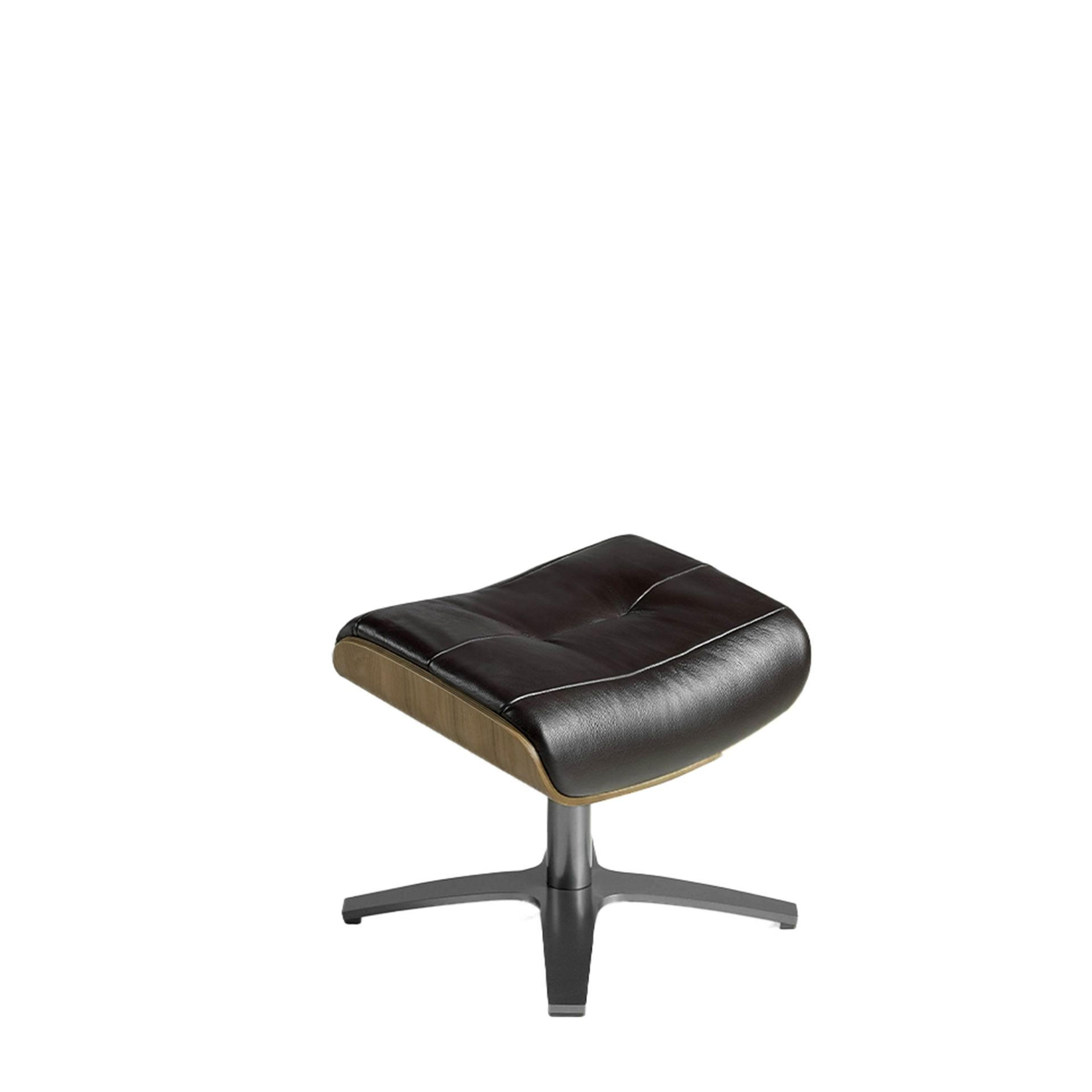 FUSSBANK Hocker aus schokoladenbraunem Leder 52/42/39 cm - Kastanienfarben/Dunkelgrau, Leder/Metall (52/39/42cm) - ANGEL CERDA