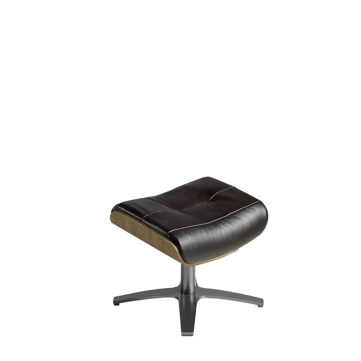 FUSSBANK Hocker aus schokoladenbraunem Leder 52/42/39 cm - Kastanienfarben/Dunkelgrau, Leder/Metall (52/39/42cm) - ANGEL CERDA