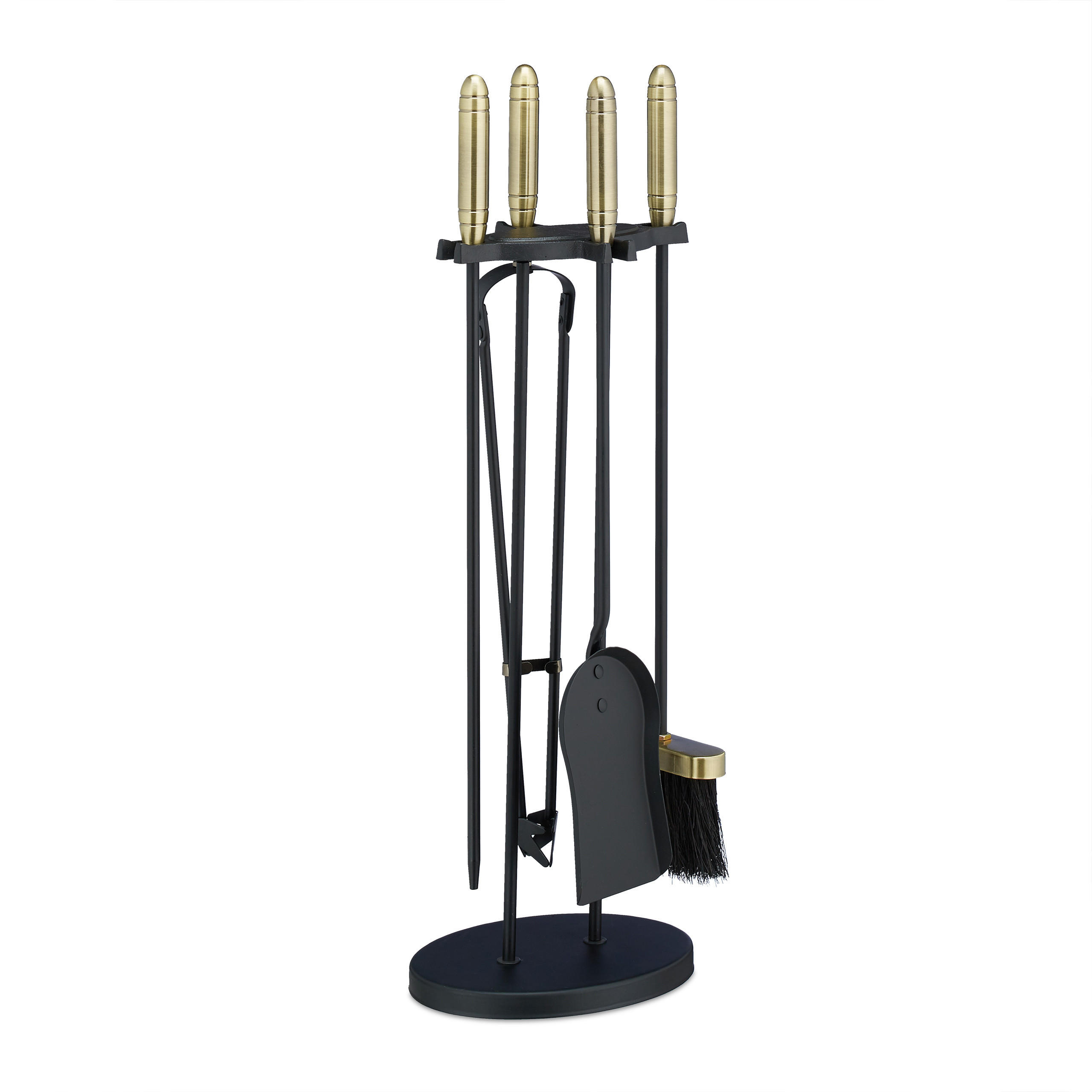 KAMINBESTECK 5tlg. - Schwarz, Metall (22/65.5/17cm) - Relaxdays