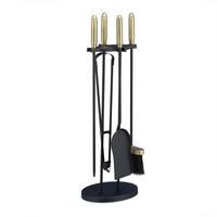 KAMINBESTECK 5tlg. - Schwarz, Metall (22/65.5/17cm) - Relaxdays
