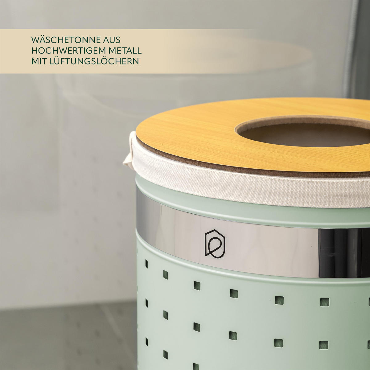 WÄSCHETONNE 50 Liter, grün - Grün, Metall (35.5/57.5/35.5cm) - eluno