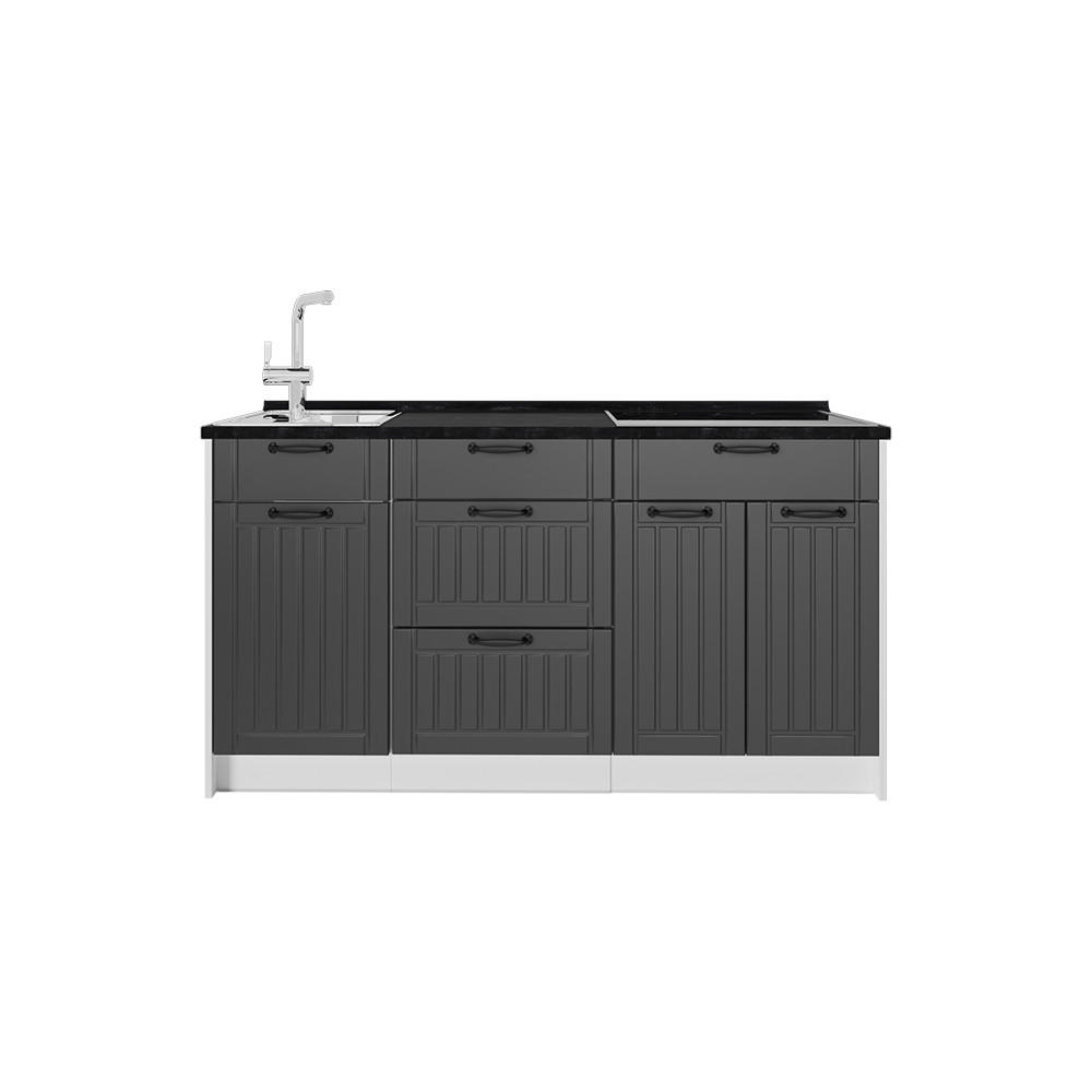 KUCHYNSKÝ BLOK Fame-Line, Tmavo-sivá/biely, 150 cm, AP Antracit - biela/tmavosivá, kompozitné drevo (150/82/60cm) - Vicco