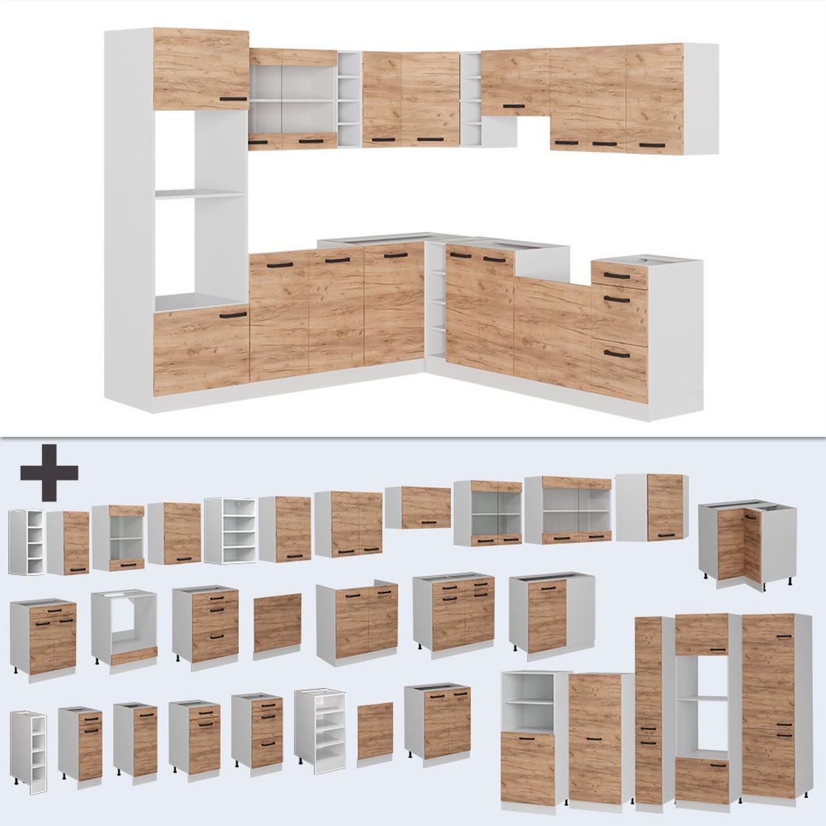 Honigeiche/Weiß, Holzwerkstoff (247/81.6/60cm) - Vicco