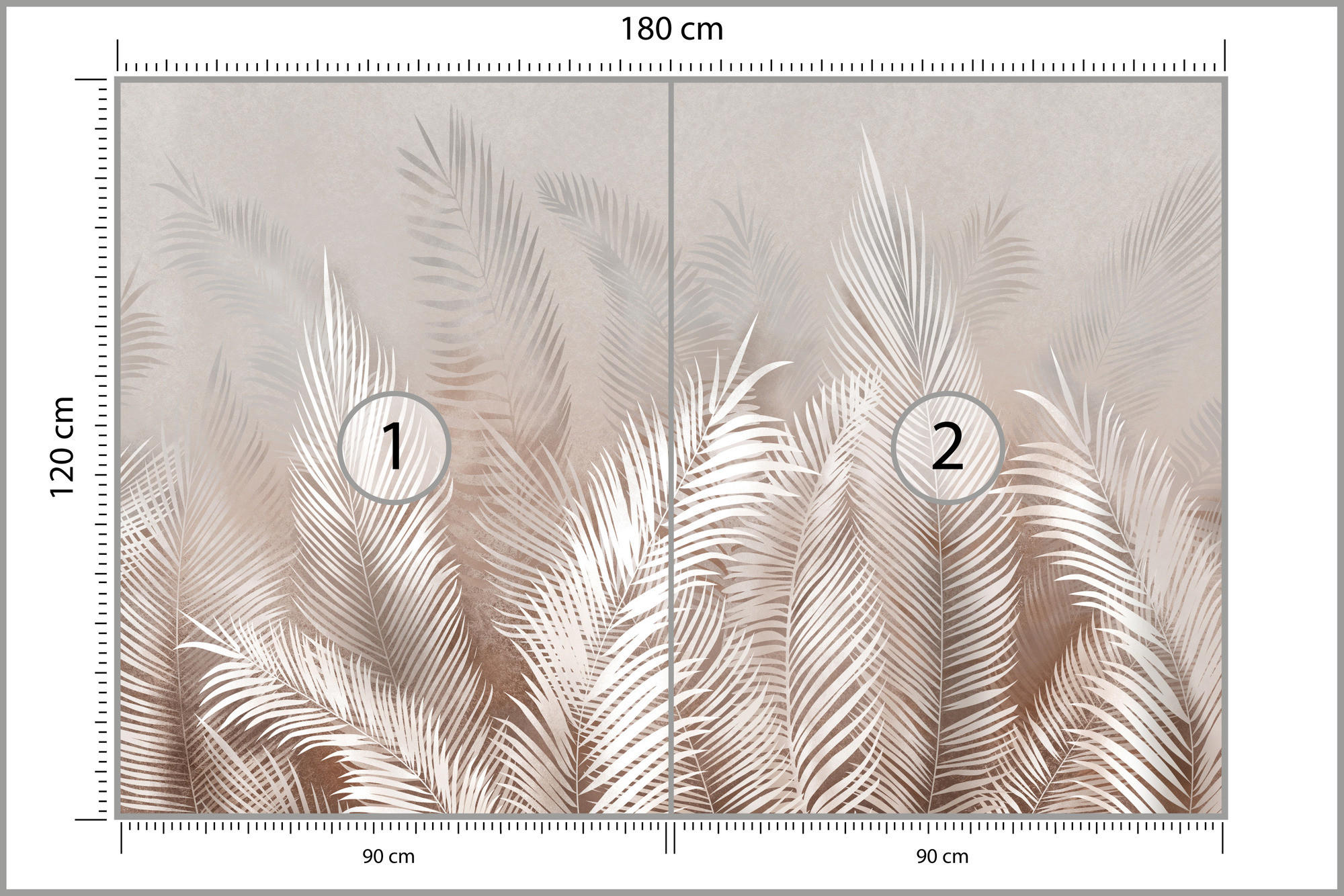FOTOTAPETE Palmenblätter Pflanzen Natur Boho Stil 180x120cm - Beige/Braun, Papier (180/120cm) - Muralo
