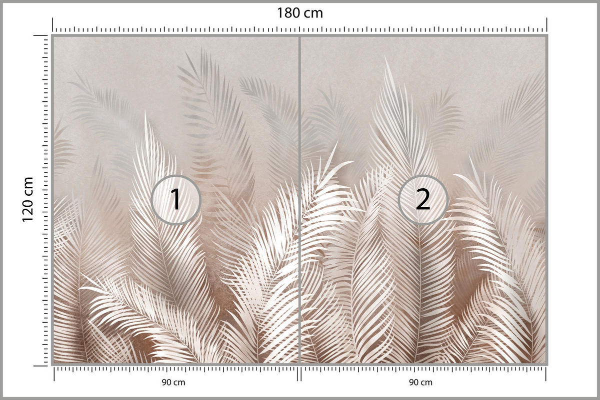 FOTOTAPETE Palmenblätter Pflanzen Natur Boho Stil 180x120cm - Beige/Braun, Papier (180/120cm) - Muralo
