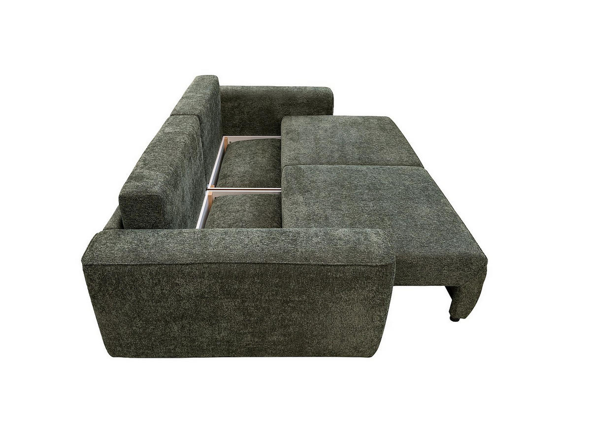 SCHLAFSOFA - 3 Personen - stoff - grün Ricapo - Grün, Textil (266/90/125cm) - Vente-Unique