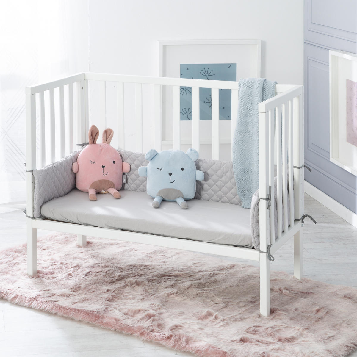 BEISTELLBETT roba Style grau 2in1 Set 90 x 45 cm - Weiß/Grau, Holzwerkstoff (45/90cm) - Roba