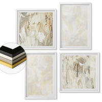 WANDBILDER 4er-Set - 50x50 cm & 40x60 cm Weißer Rahmen - Helles Strukturfarbendesign - Weiß, Kunststoff (50/50cm) - ArtPrintCave