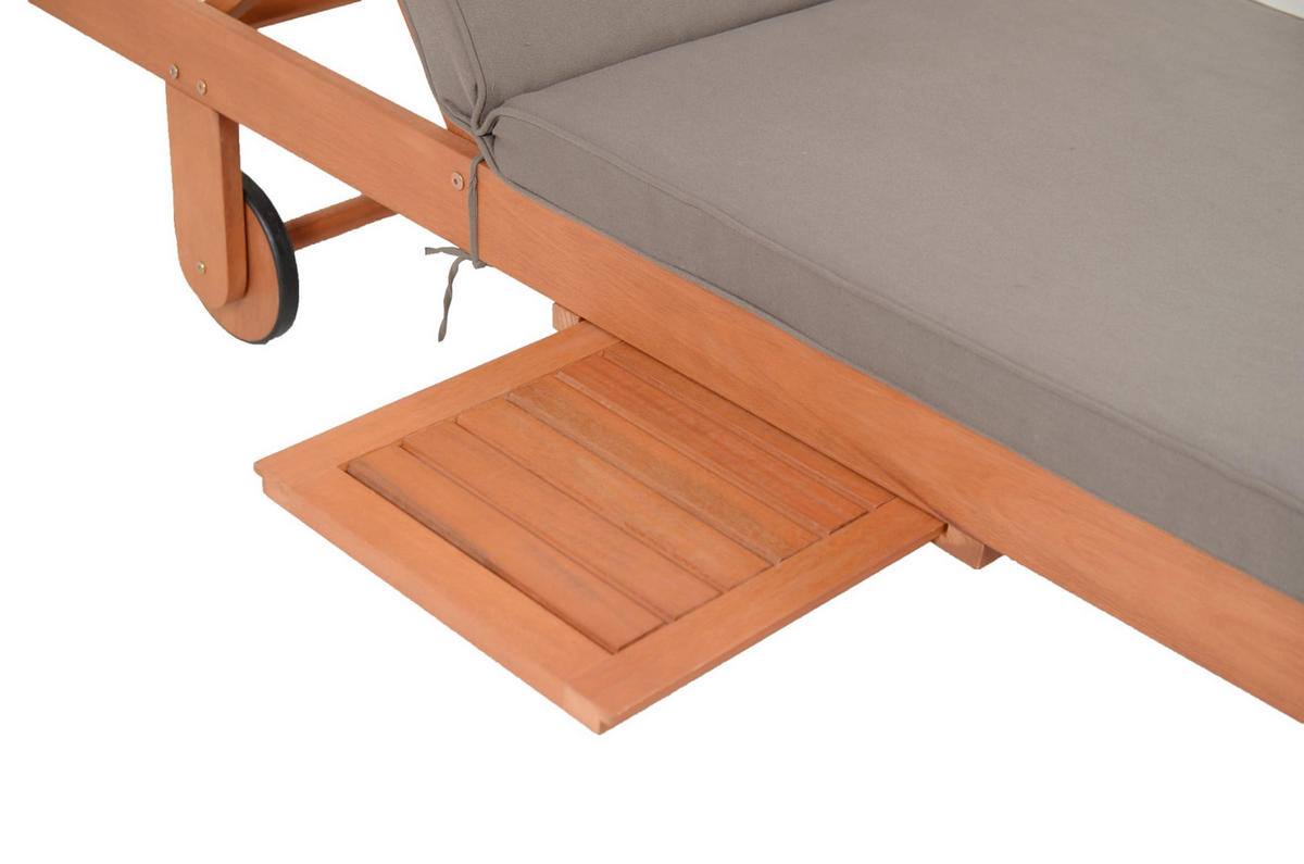 SONNENLIEGE Sano Verstellbar mit Auflage Braun Gartenliege - Braun, Holz (64/89/183cm) - DELUKE