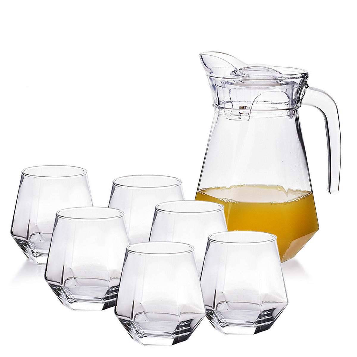 KRUG mit Gläsern Transparent 5/5.5/5 cm Glas - Transparent, Glas (0.33L) - Mondex