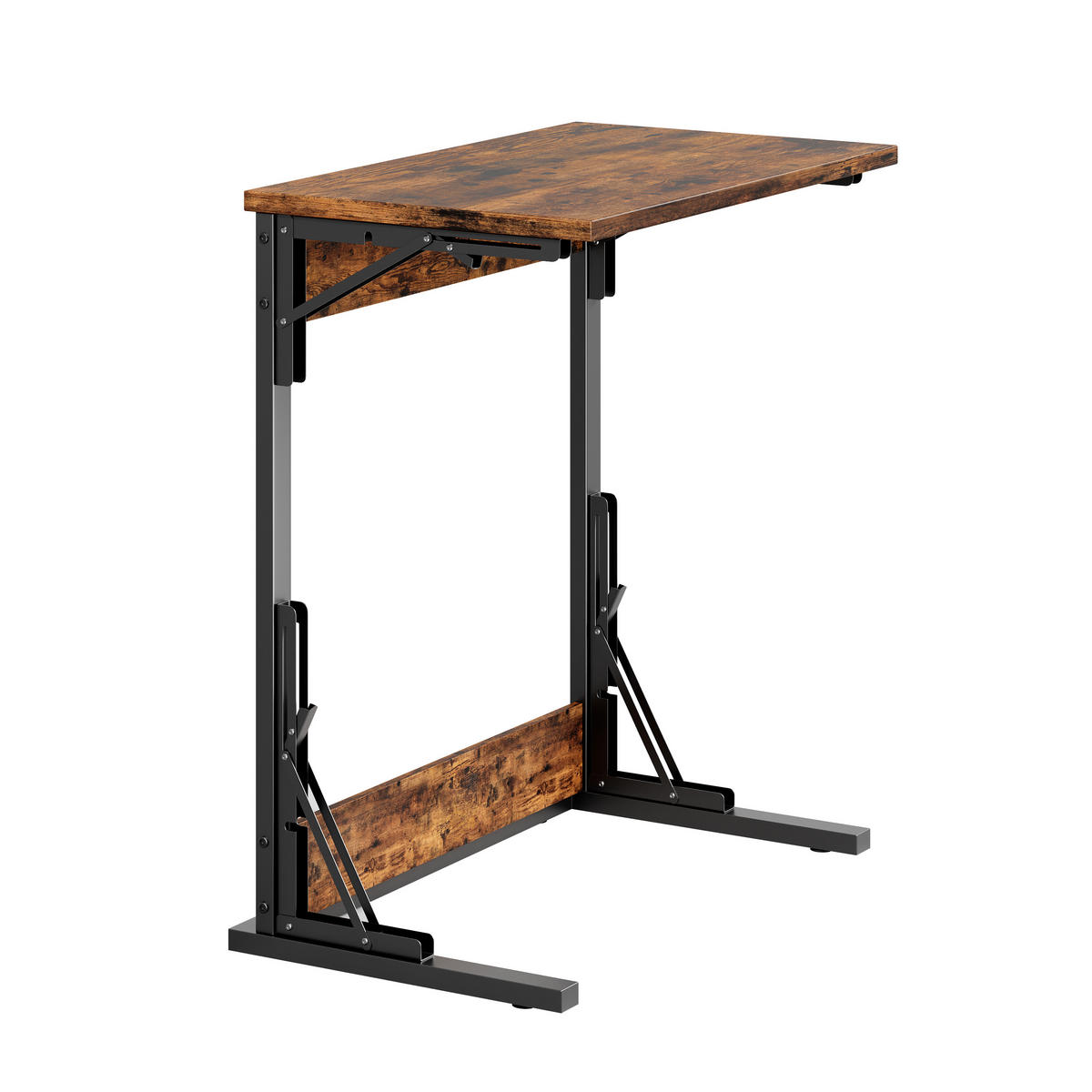 BEISTELLTISCH 60/37/71 cm Rustic Brown aus Eisen klappbar stapelbar - Braun, Holzwerkstoff (60/37/71cm) - OKWISH