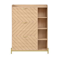 SCHUHSCHRANK eichen-optik mit 3 klappfächern & seitenregal - Naturfarben, Holzwerkstoff (90/119/24cm) - Urban Meuble