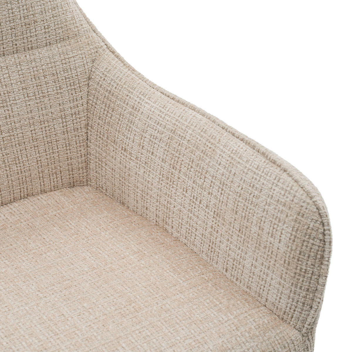 STUHL QUATTRO drehbar gepolsterter mit Steppung - hellbeige - Chenille - Ecru/Beige, Textil/Metall (58/86/60cm) - NEW HOME