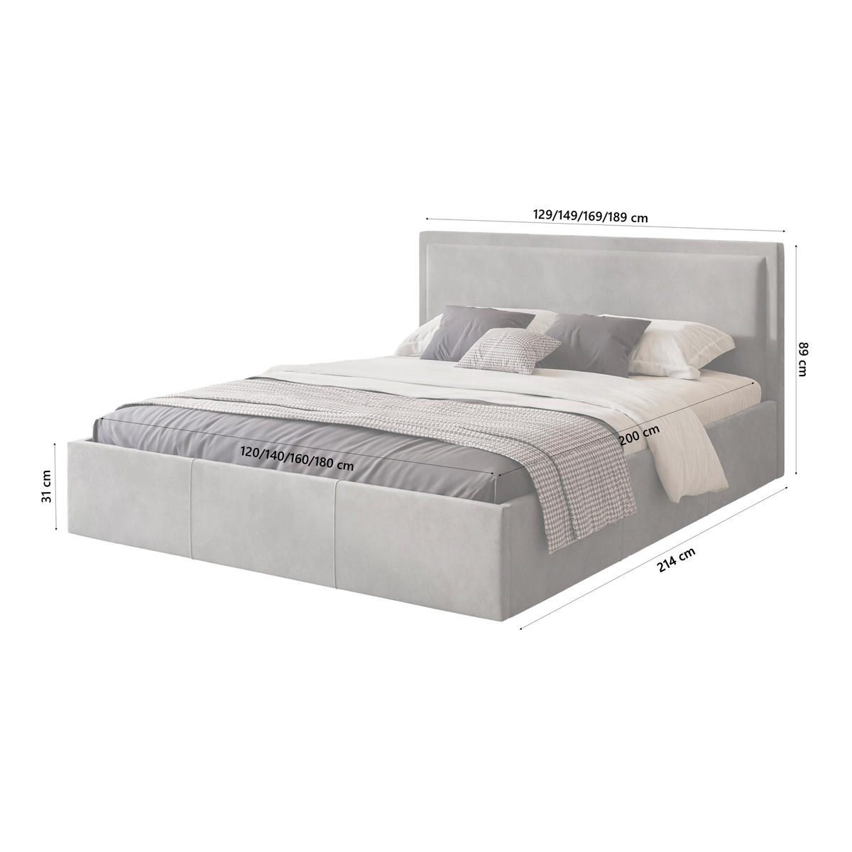 POLSTERBETT Osterne 120x200 cm, Hellgrau - Hellgrau, Textil (120/200cm) - Fedve