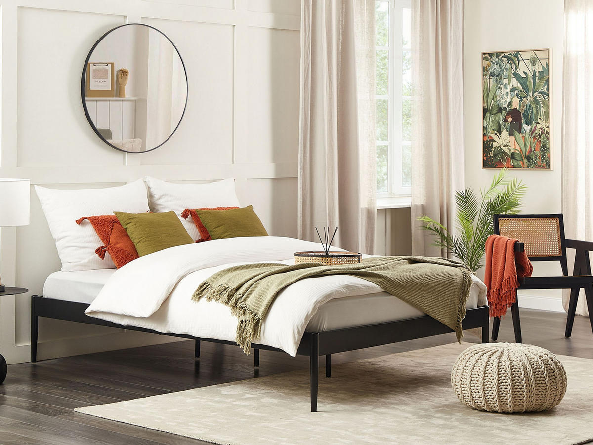 BETT mit Lattenrost 160x200 cm Schwarz Vaurs - Schwarz, Metall (160/200cm) - Beliani