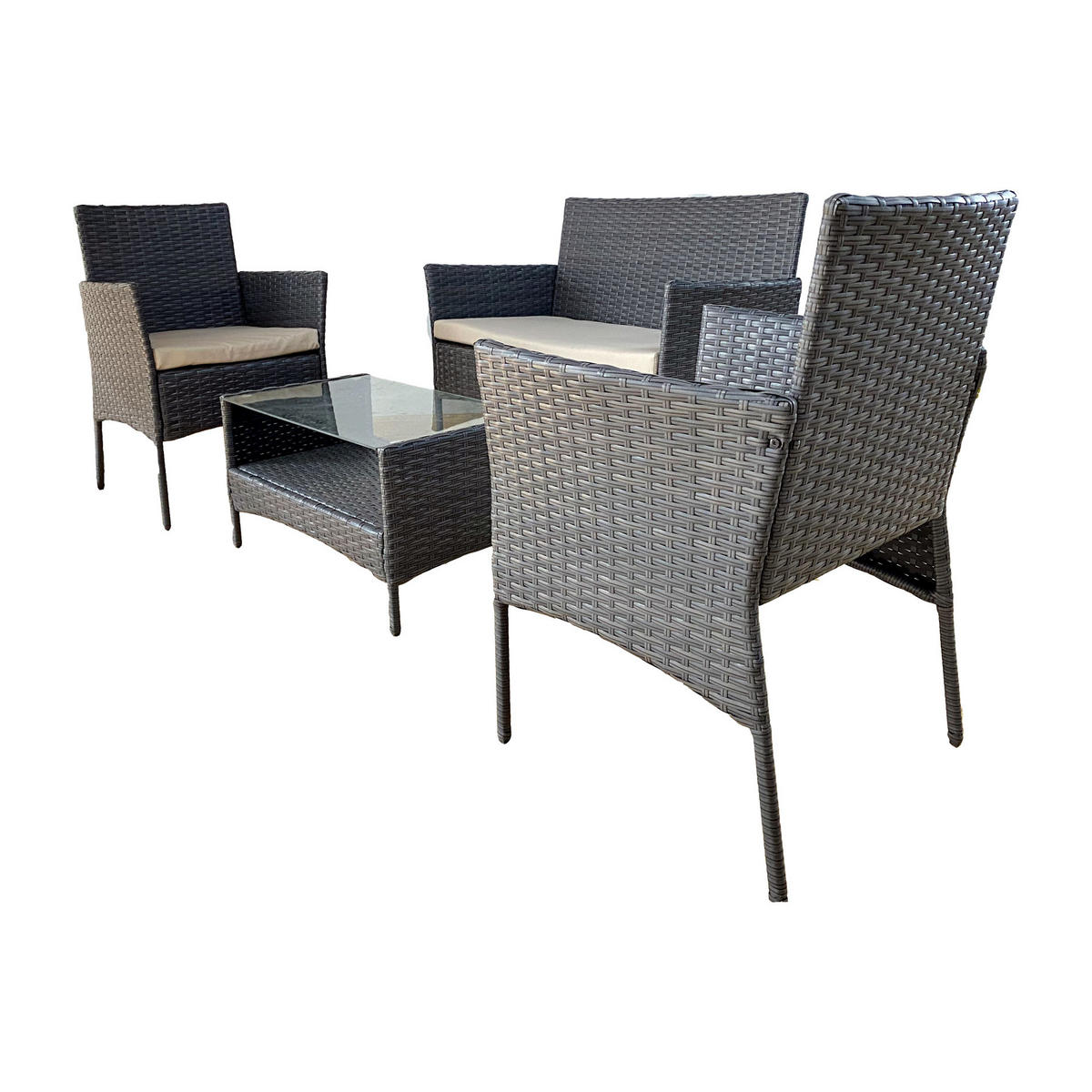 GARTEN-LOUNGE Grau 56/96/82 cm - Grau, Metall - Mobili Rebecca