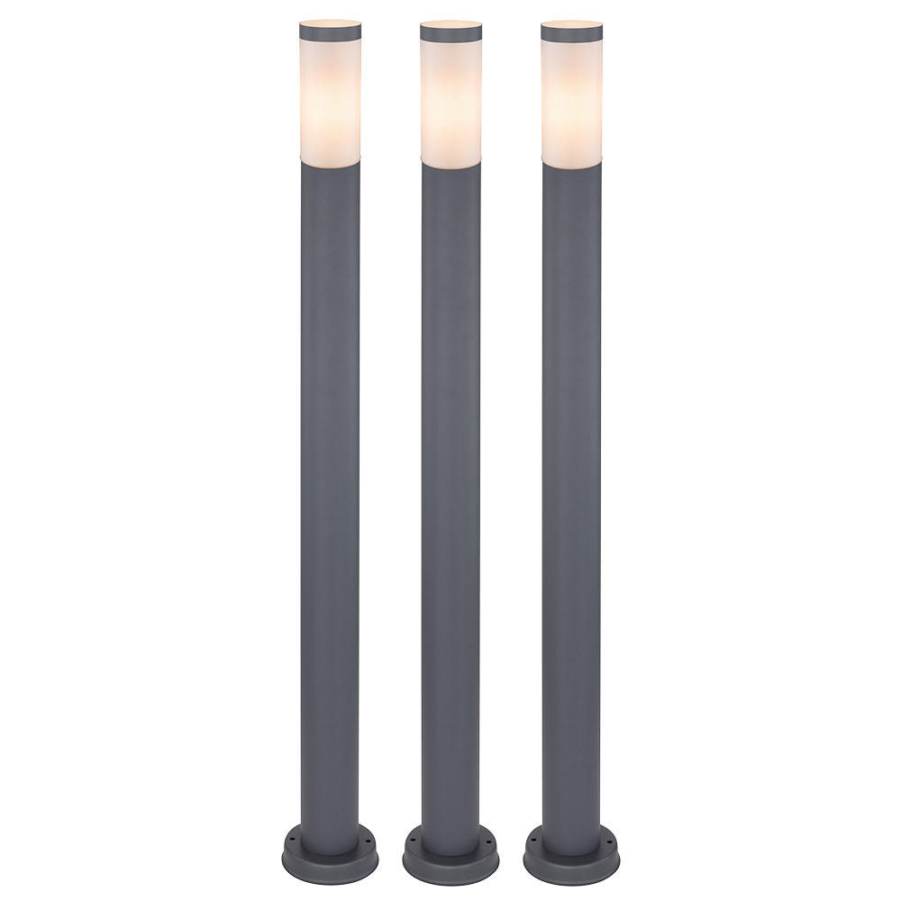 LED STEHLEUCHTE Edelstahl Anthrazit 3er Set - Anthrazit, Kunststoff (12.7/12.7/110cm) - Globo Lighting