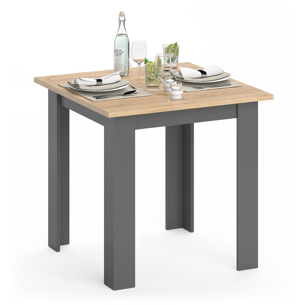 ESSTISCH Karlos Goldkraft Eiche 80 x 80 cm - Eiche Wotan, Holzwerkstoff (80/80/76.6cm) - Vicco