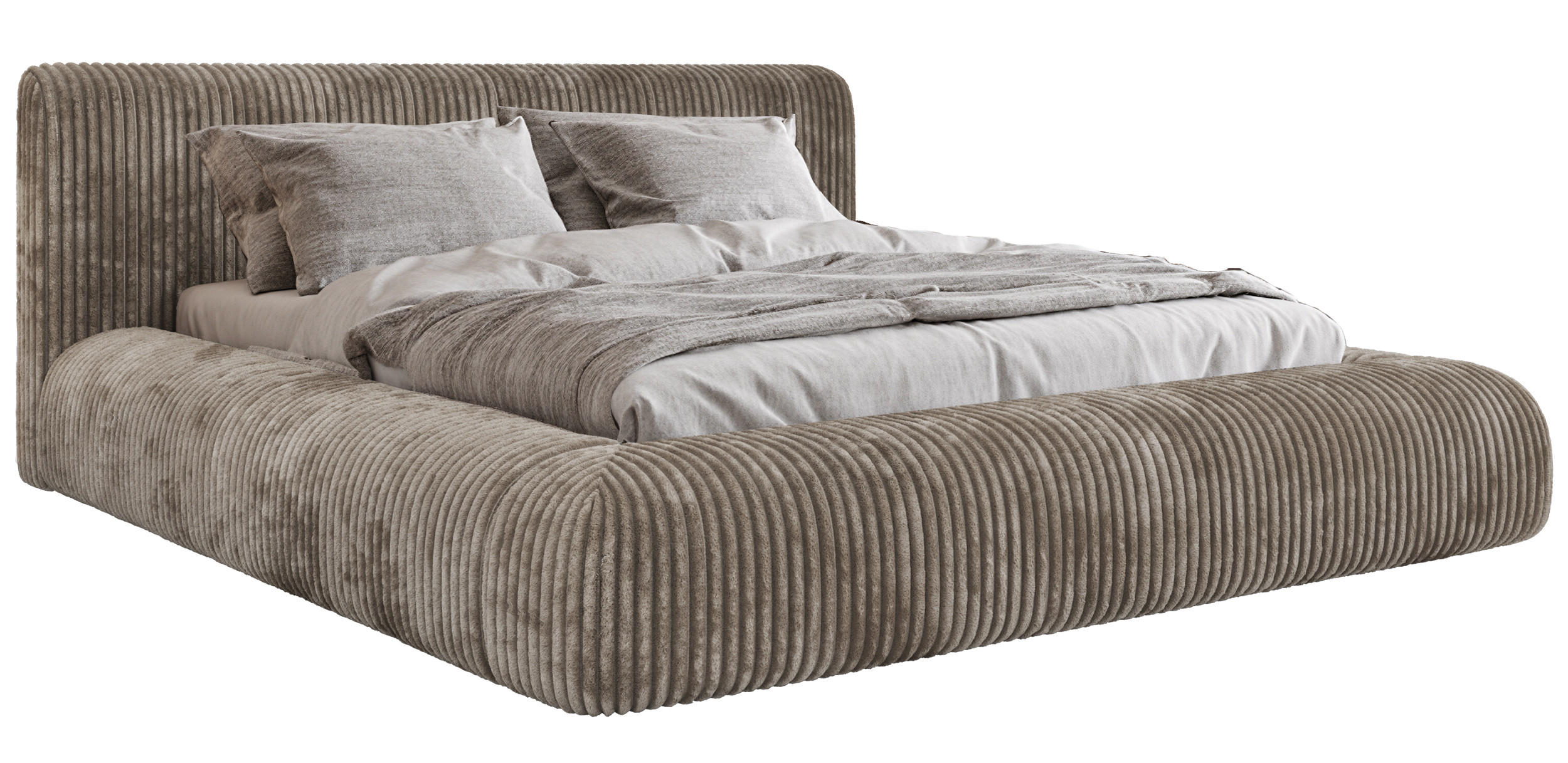 POLSTERBETT TILBEA CLASSIC 200/200 - Hellbraun Cordstoff - ohne Matratze - Hellbraun, Textil (200/200cm) - MKS