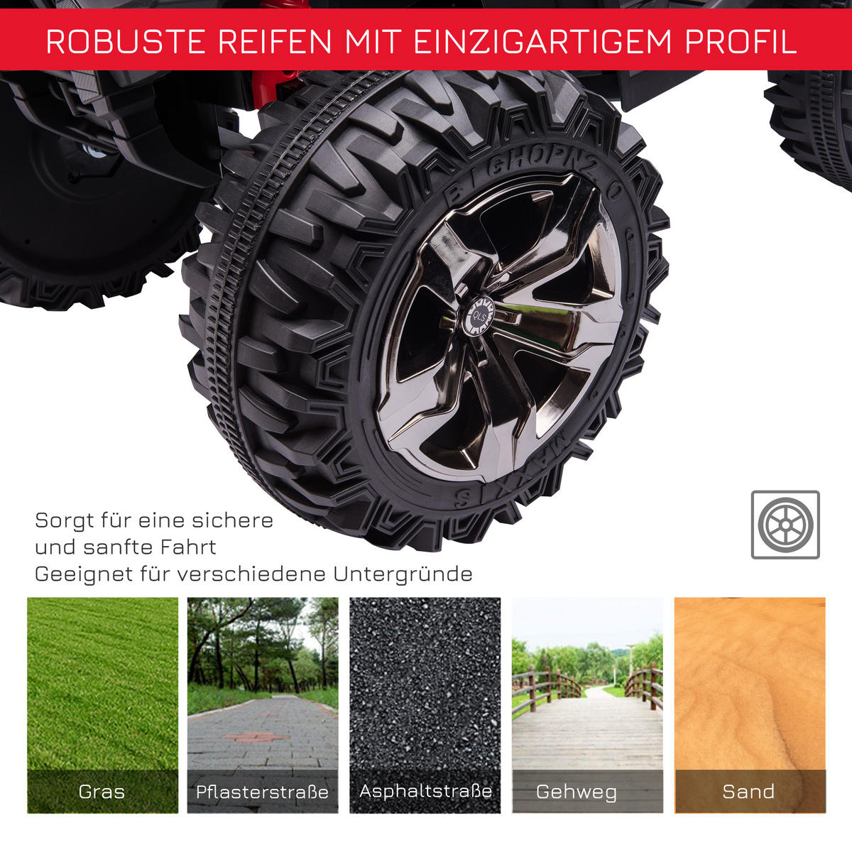 MINI ELEKTRO-QUAD KINDER, Rot/Gelb, Eisen+ Kunststoff - Rot, Metall (100/65/73cm) - HOMCOM