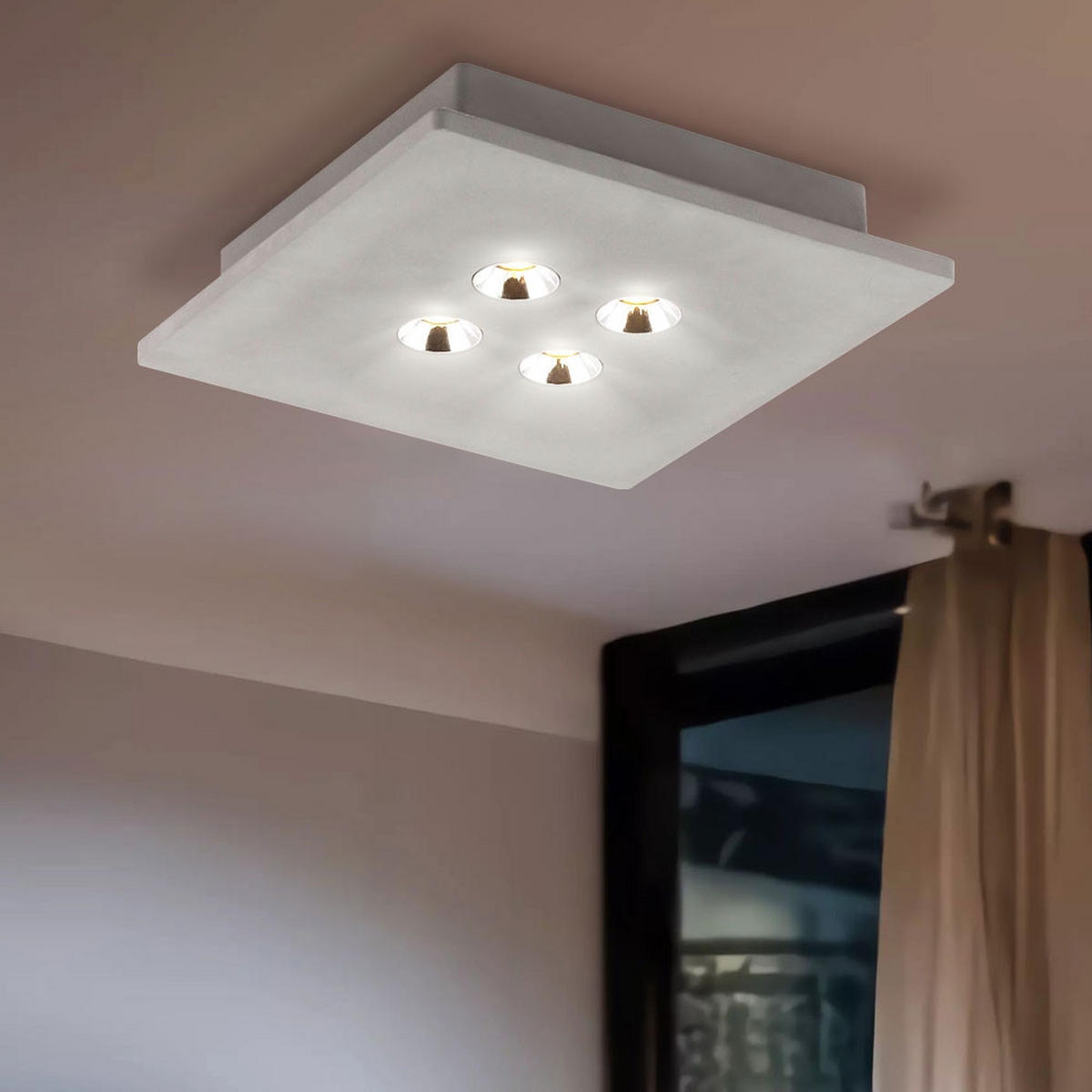 LED DECKENLEUCHTE TIMO Grau Beton Chrom - Grau, Metall (25/25/5cm) - Globo Lighting