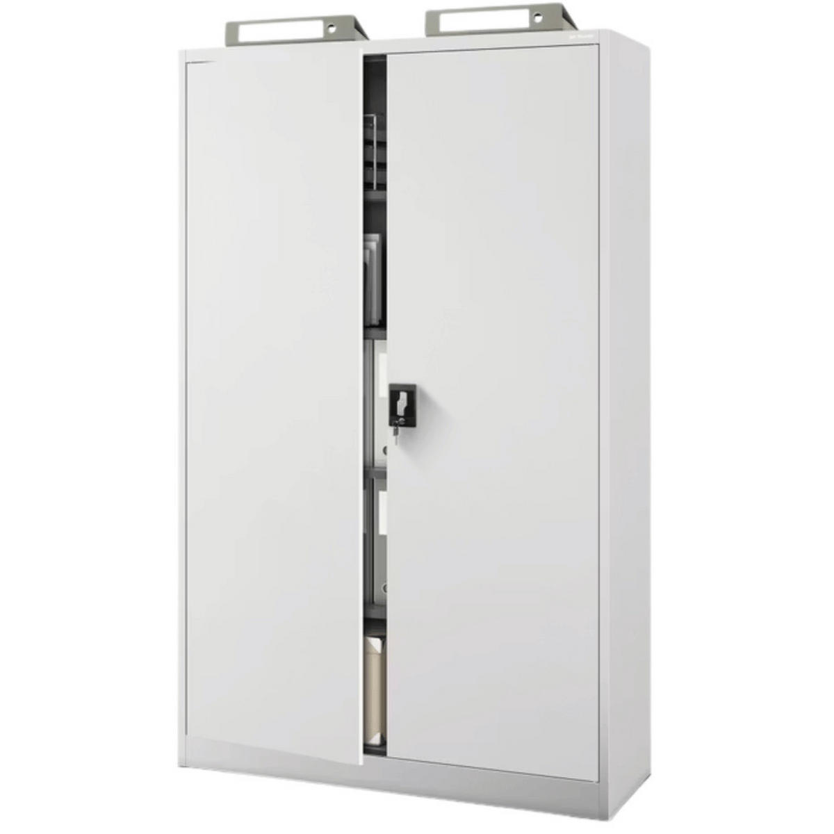 AKTENSCHRANK abschließbar KADO mit Flügeltüren 185x115x40cm Grau - Grau, Metall (115/185/40cm) - DELUKE