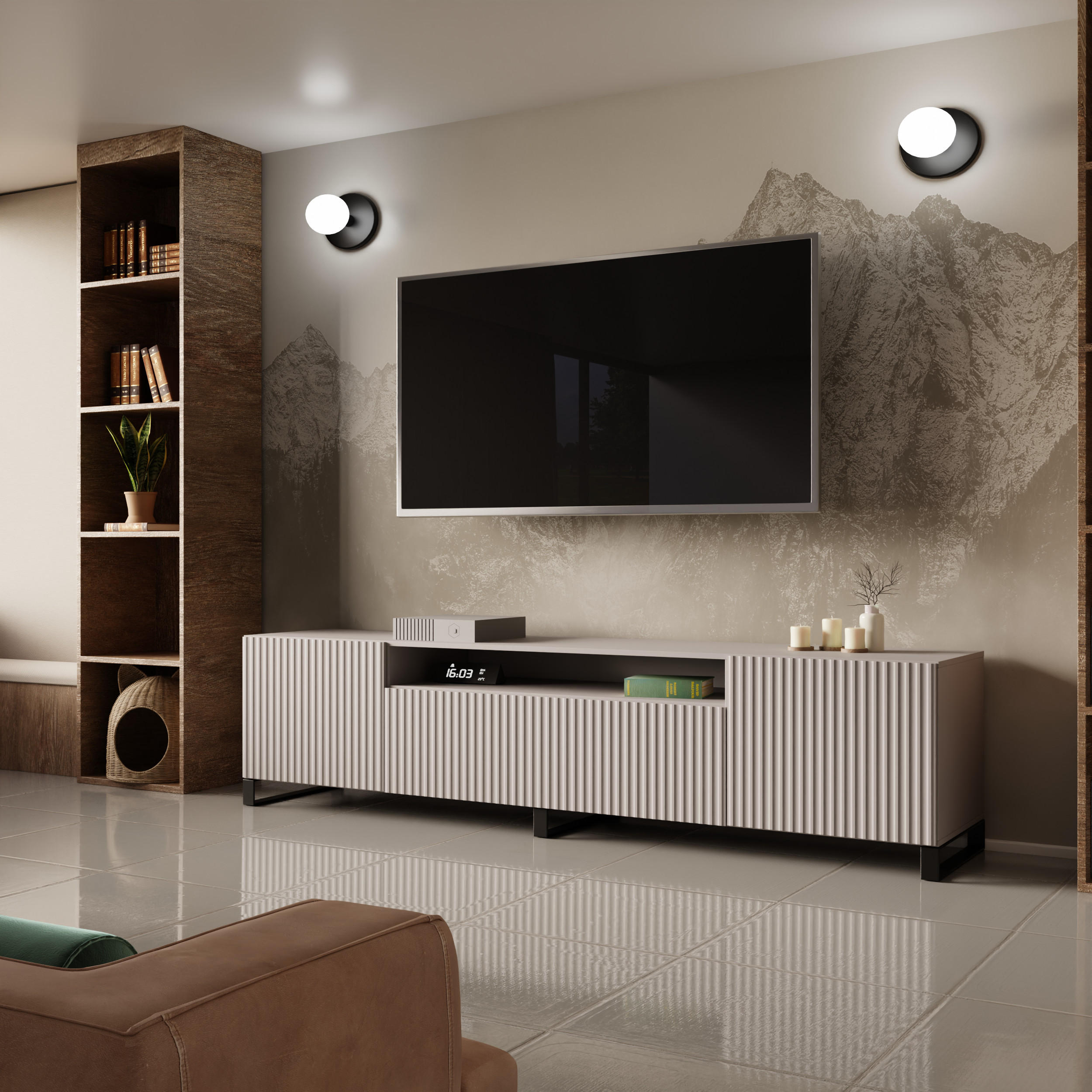 TV-SCHRANK NOE - Kaschmir, Holzwerkstoff (200/53/41cm) - Meblini