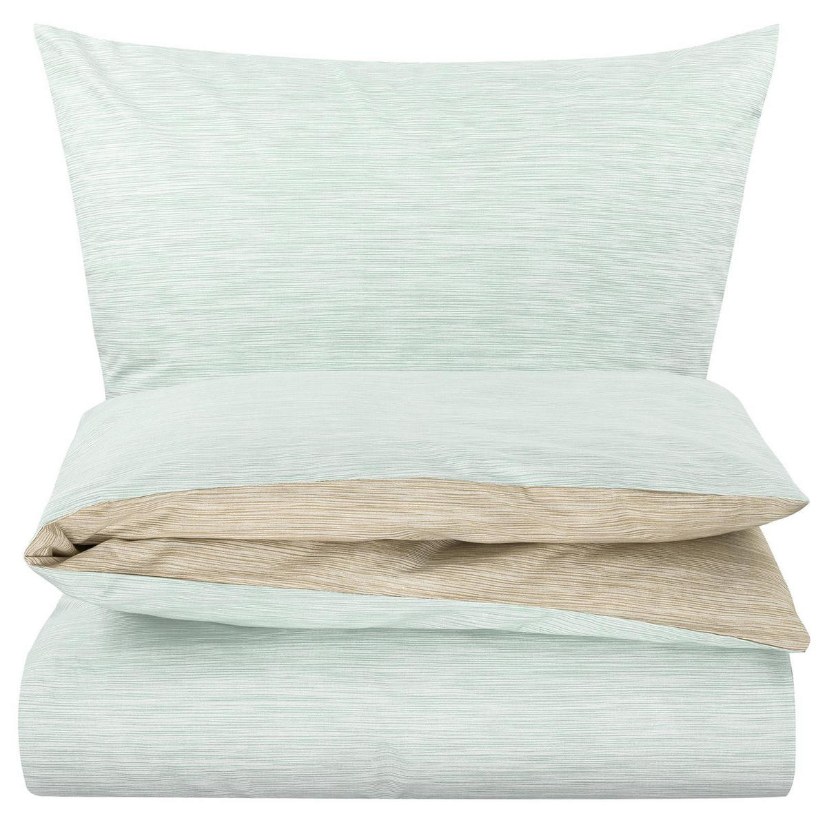 BETTWÄSCHE 155x200 Renforce Wende Bettbezug Melange Grün Taupe - Taupe/Grün, Textil (155/200cm) - Carpe Sonno