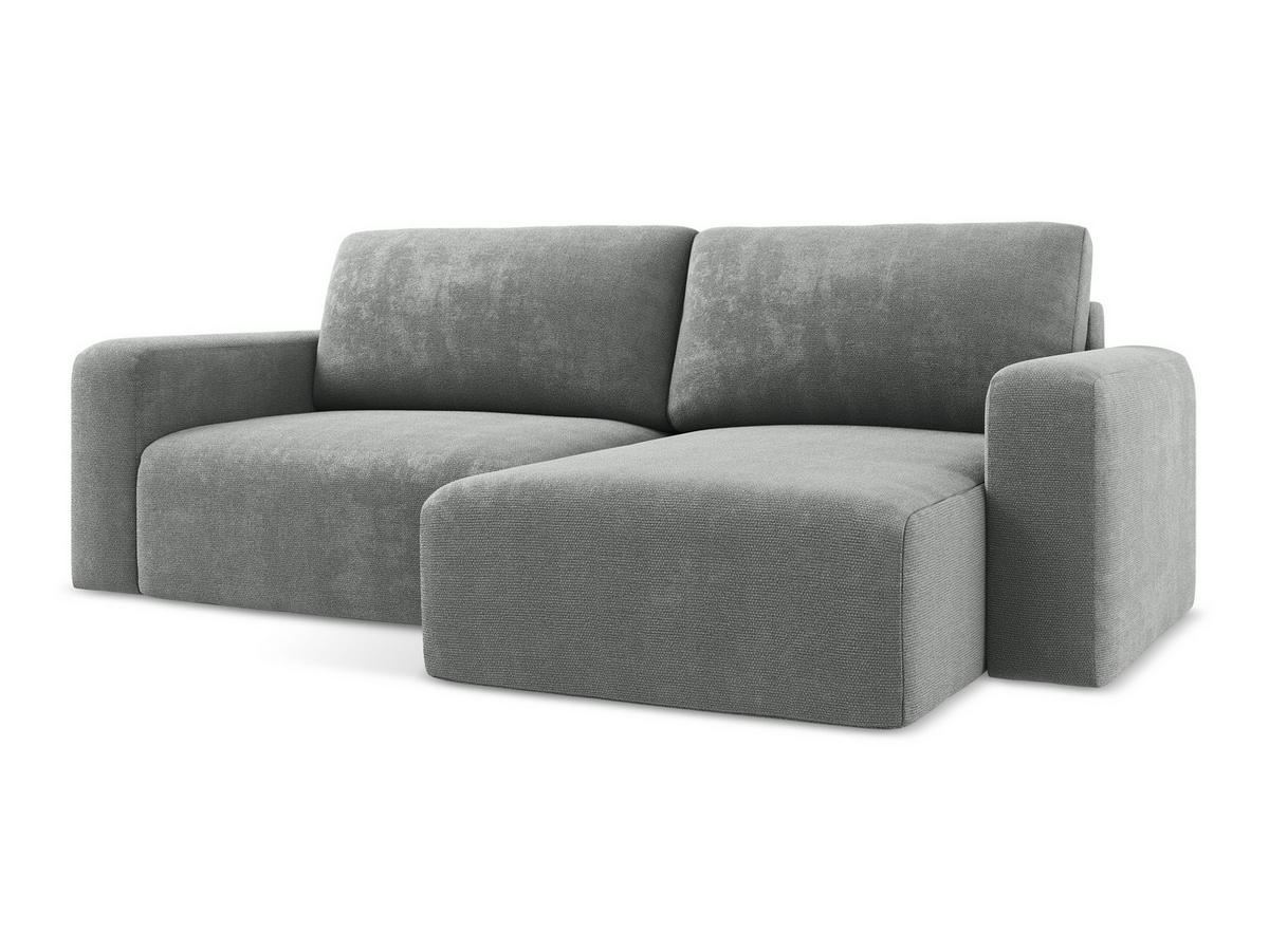 ECKSOFA mit Schlaffunktion rechts Chenille Stoff Grau - Blau/Schwarz, Kunststoff/Textil (244/149cm) - Makamii