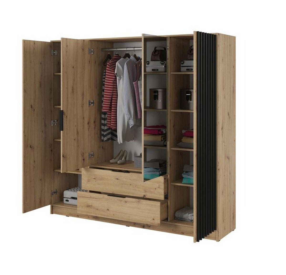 KLEIDERSCHRANK – 206 cm – Nelly – Eiche - Eiche Artisan, Holzwerkstoff (206/200/51cm) - hi-markt