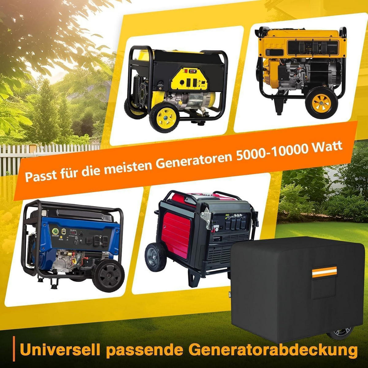 GENERATORABDECKUNG 81 x 61 x 61 cm Schwarz - Schwarz, Textil (61/61/81cm)
