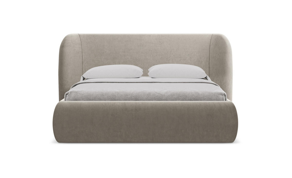 POLSTERBETT mit Bettkasten und Lattenrost 210x215 Grau - Taupe/Schwarz, Kunststoff/Textil (160/200cm) - Makamii