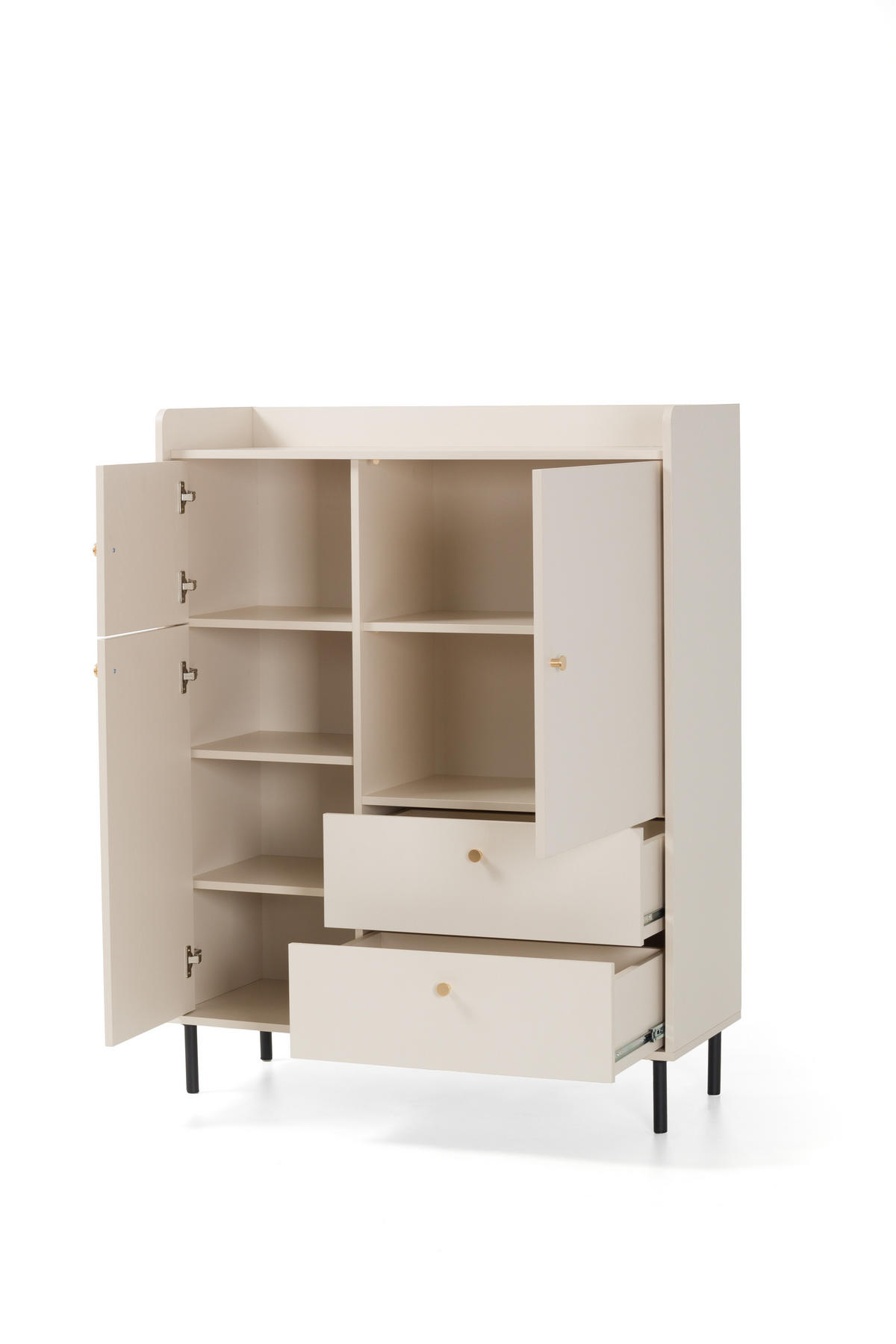 KOMMODE ASTREA 103,5/133/42cm mit 2 Schubladen 2 Türen Beige - Beige, Holzwerkstoff (103.5/133/42cm) - MASSENO