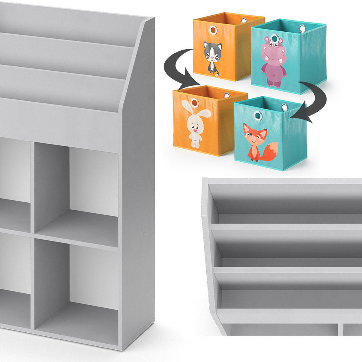 DĚTSKÁ POLIČKA Luigi Šedá - šedá, kompozitní dřevo (72/114.2/31.2cm) - Vicco