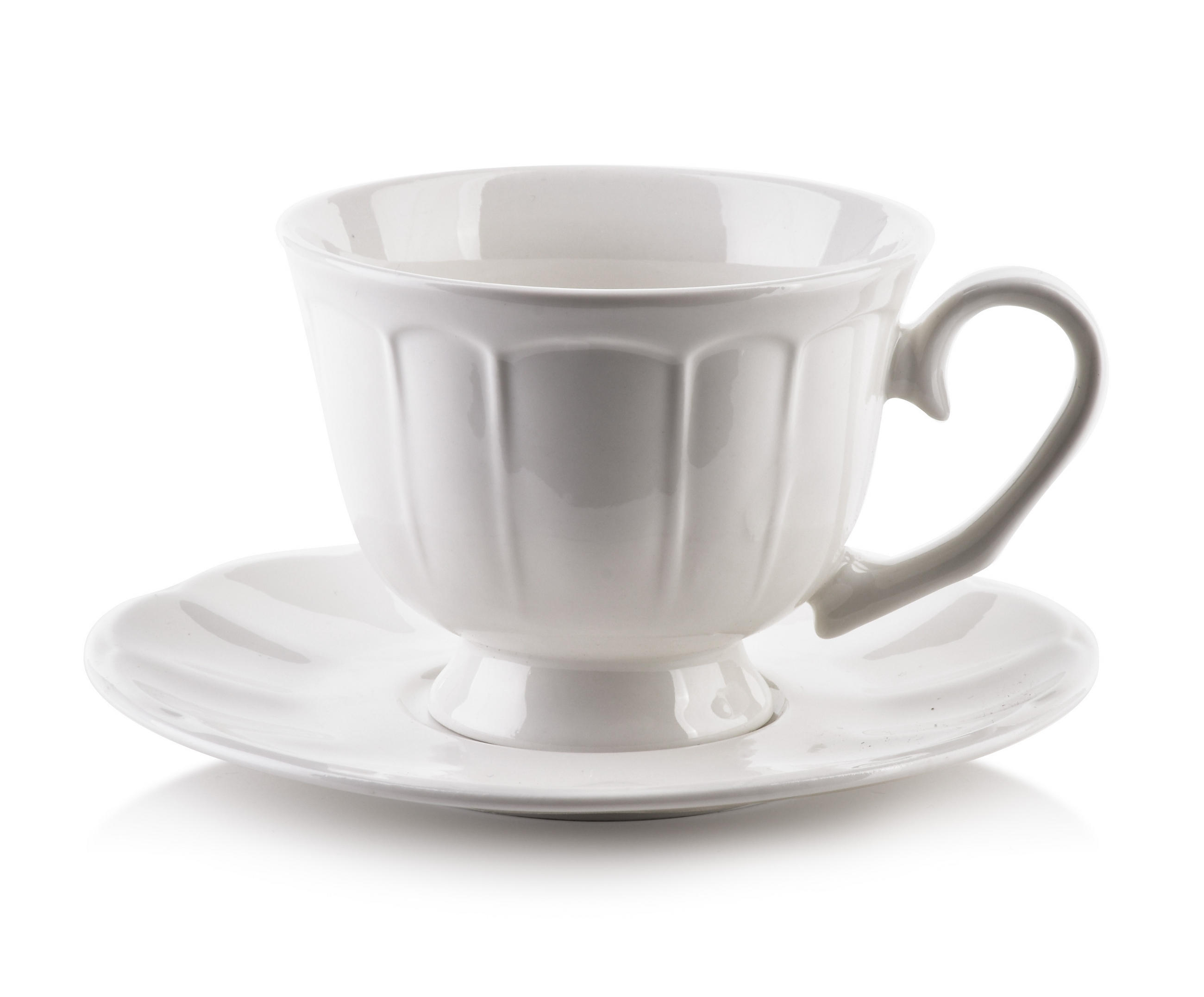 TASSE mit Untertasse Hella Weiß 8/8/15.5 cm Keramik - Weiß, Keramik (0.25L) - Mondex