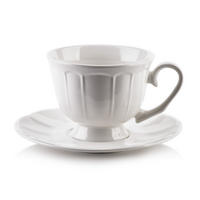 TASSE mit Untertasse Hella Weiß 8/8/15.5 cm Keramik - Weiß, Keramik (0.25L) - Mondex