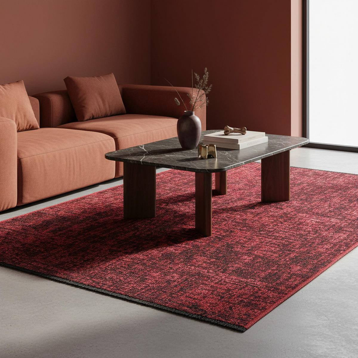 TEPPICH Kurzflor Unicolor Chenille Baumwolle Innen Rot Rechteckig 120x170 - Rot, Textil (120/170cm) - KADIMA DESIGN